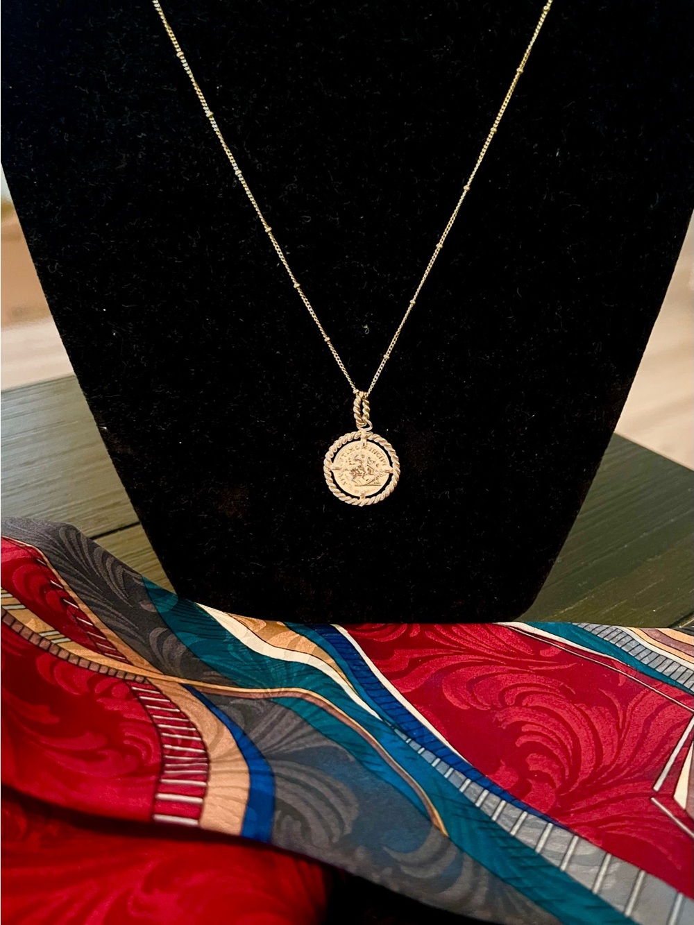 Jessica Simpson 925 Sterling 14K Gold Plated Ancient Coin Pendant Necklace
